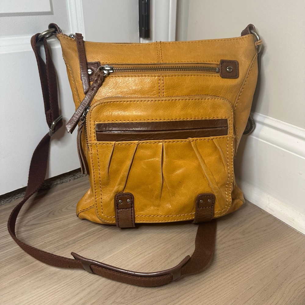 The Sak De Young crossbody‎ bag in leather Tan/brown/yellow